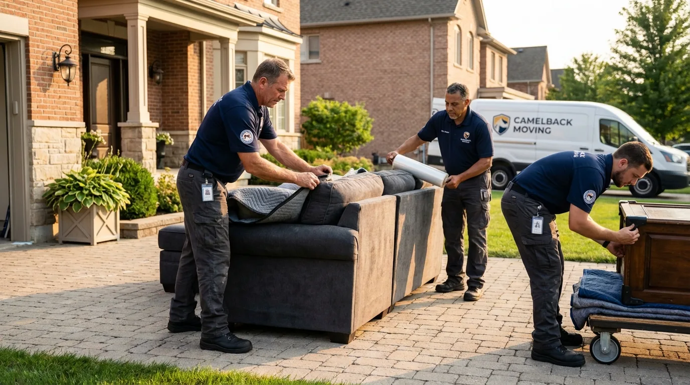 Large estate moving crew wrapping furniture in Hermitage, MO